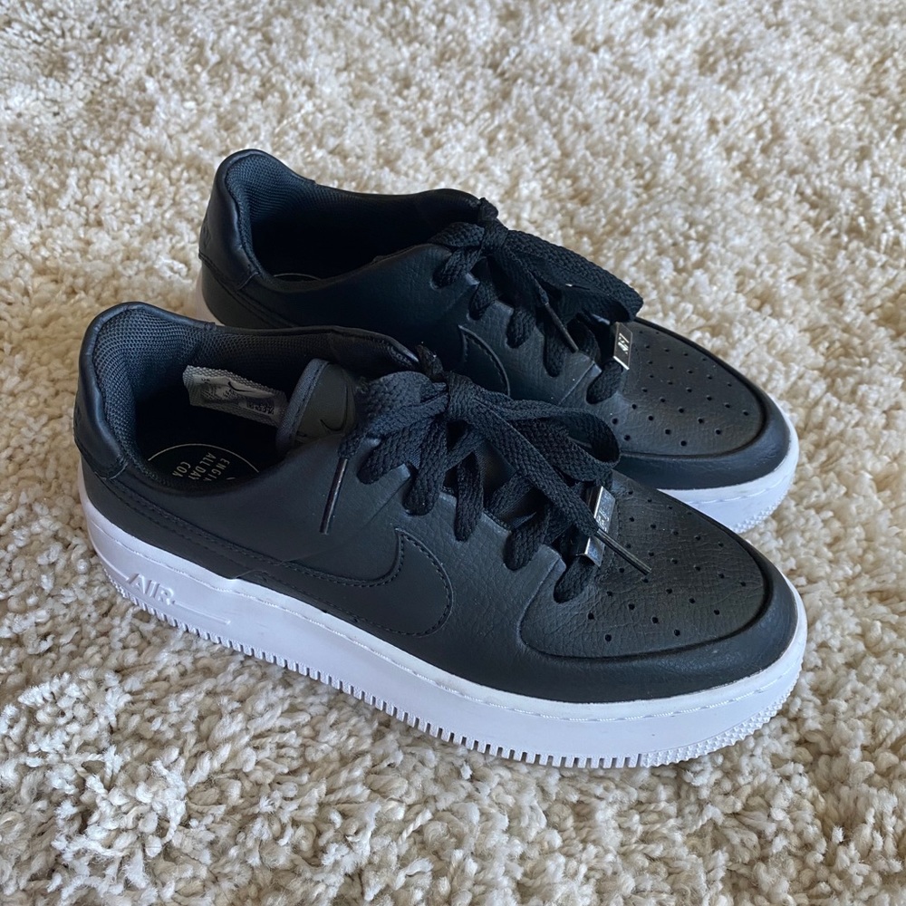 Black Leather Nike Air Force 1’s~